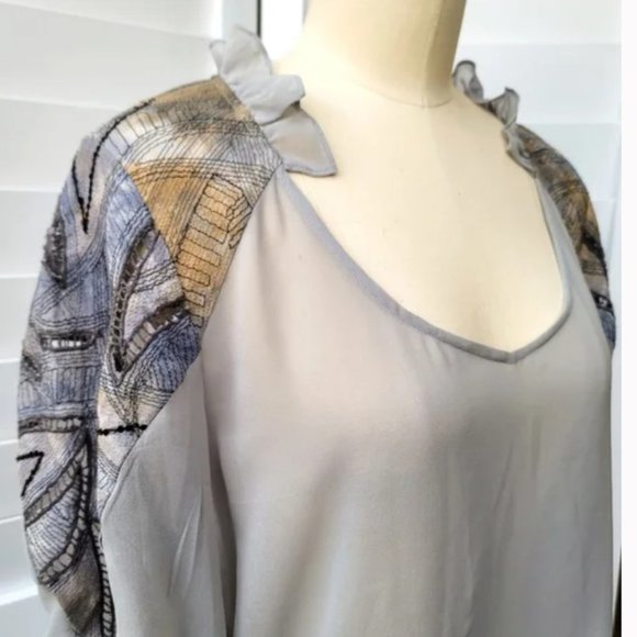 Anthropologie New Grey Silk Blouse, M - Picture 2 of 7